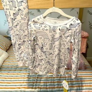 Kids Pajama set. Color me set with rainbows and unicorns